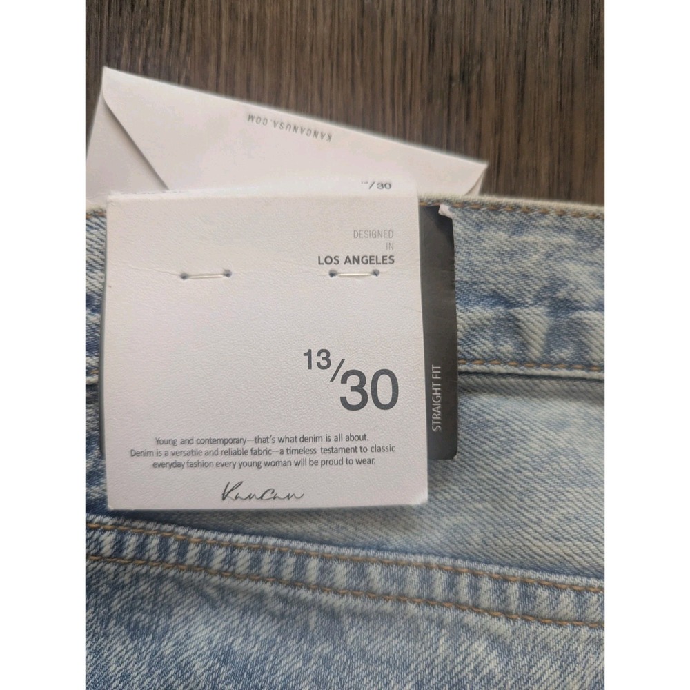 Kancan Jeans 30 Blue Acid Wash Faded Distressed High Rise Baggy Straight Y2K - Picture 10 of 12